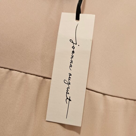 NWT Joanna August Formal Maxi Gown Womens S tan Elegant chiffon satin wedding - Picture 10 of 13